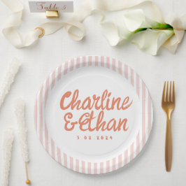 パステル手書きレトロ結婚の紙プレート ペーパープレート