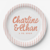 パステル手書きレトロ結婚の紙プレート ペーパープレート (正面)