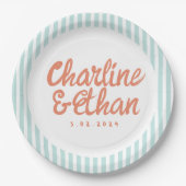 パステル手書きレトロ結婚の紙プレート ペーパープレート (正面)