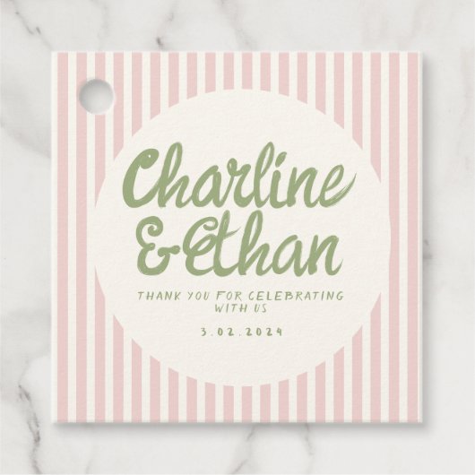 パステル手書きレトロ結婚ズサンキュービター フェイバータグ (正面)