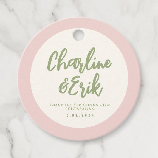 パステル手書きレトロ結婚ズサンキュービター フェイバータグ (正面)