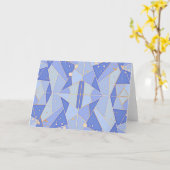 パステル抽象デザインイン青と金ゴールド カード (黄色い花)