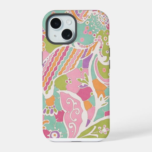 パステル抽象デザイン電話ケース iPhone 15ケース (裏面)