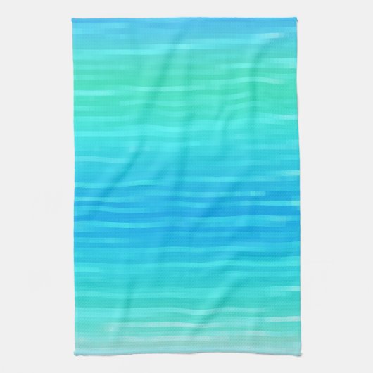 パステル抽象芸術アートティール(緑がかった色)ターコイズブルーグリーン キッチンタオル (縦)
