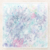 パステル抽象芸術アート ガラスコースター (正面)