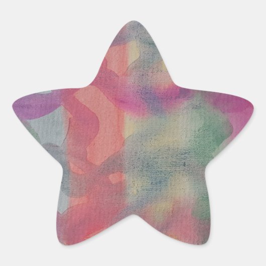 パステル抽象芸術アート 星シール (正面)