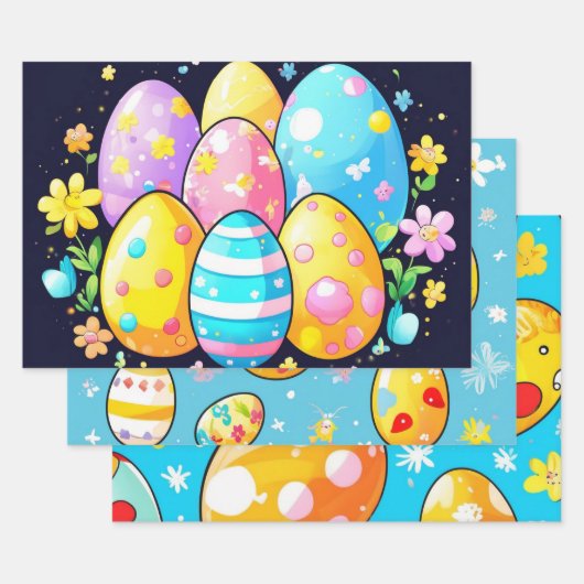 パステル抽象芸術イースターエッグラップ ラッピングペーパーシート (セット)