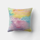 パステル抽象芸術ウォーターカラーパーソナライズされた絞り染め クッション (裏面)
