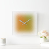 パステル抽象芸術オレンジアンドライム スクエア壁時計 (ホーム)