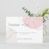 パステル抽象芸術シェイプ線結婚写真 サンキューカード (スタンド正面)
