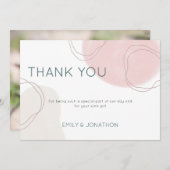 パステル抽象芸術シェイプ線結婚写真 サンキューカード (正面/裏面)
