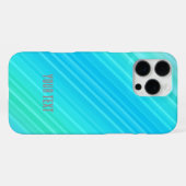 パステル抽象芸術ターコイズブルーグリーンストライプズ iPhoneケース (裏面横)