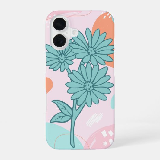 パステル抽象芸術フローラ iPhone 16ケース (裏面)