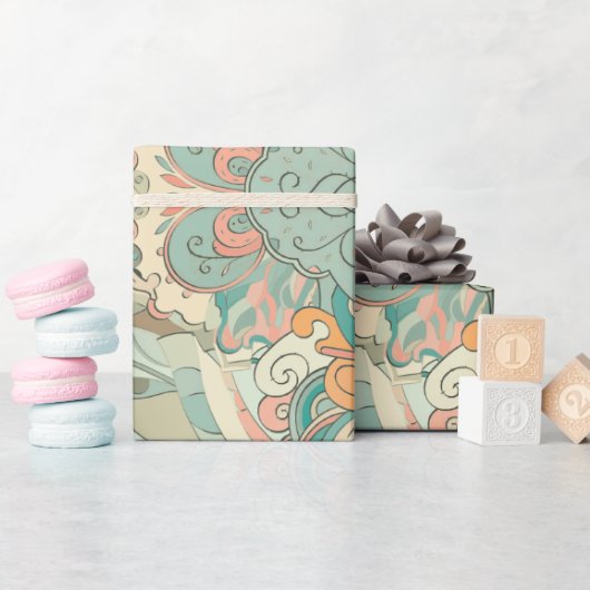 パステル抽象芸術ペイズリーパターン ラッピングペーパー (ベビーシャワー)