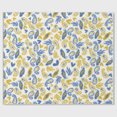 パステル抽象芸術ペイズリー、ハートと花模様 ラッピングペーパー (フラット)