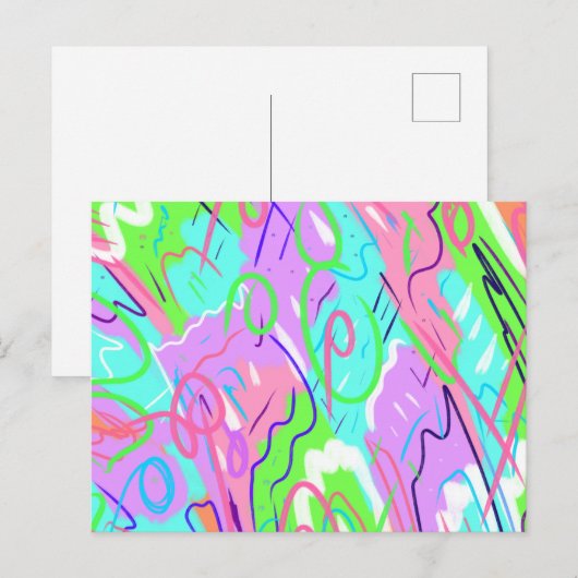 パステル抽象芸術ポップ・アートのアート ポストカード (正面/裏面)