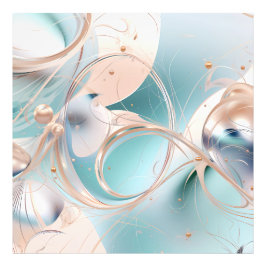 パステル抽象芸術モダンミントグリーンライトピンク フォトプリント           