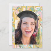 パステル抽象芸術大理石写真卒業パーティー 招待状 (裏面)