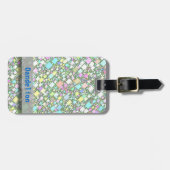 パステル抽象芸術幾何パターン名前をカスタムする ラゲッジタグ (正面横)