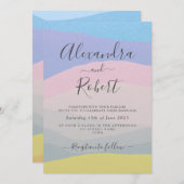 パステル抽象芸術水の色の結婚式の招待 招待状 (正面/裏面)