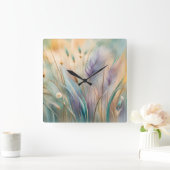 パステル抽象芸術自然ウィスパーズIII スクエア壁時計 (ホーム)