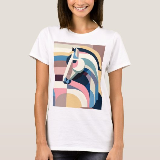 パステル抽象馬プリントTシャツ Tシャツ (正面)