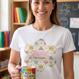 パステル教師学校数学図形パターン Tシャツ