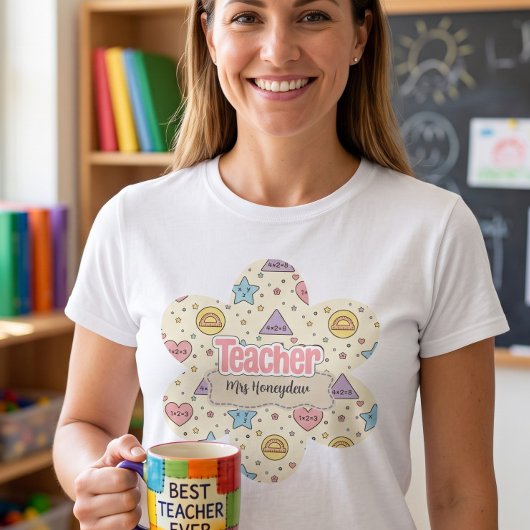 パステル教師学校数学図形パターン Tシャツ