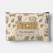 パステル教師学校用品パターン アクセサリーポーチ (正面)