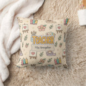 パステル教師学校用品パターン クッション (ブランケット)