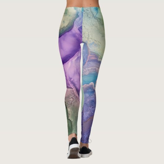 パステル数々のカラーアルコールインク液体抽象芸術アート レギンス (裏面)