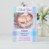 パステル数々のプレイドベビー写真サンキューカード サンキューカード (スタンド正面)