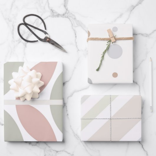 パステル数々の抽象芸術水玉模様ストライプ ラッピングペーパーシート (正面)