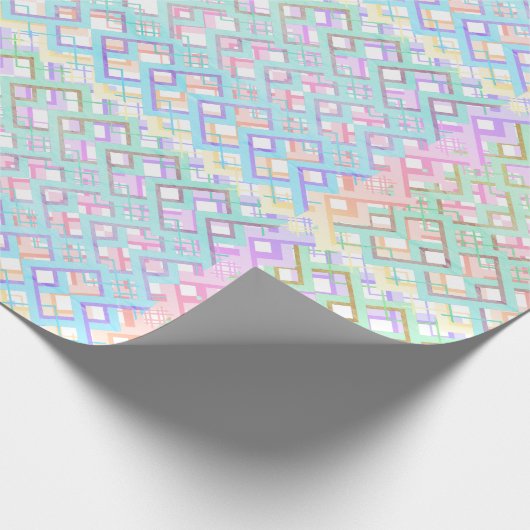 パステル数々の色ピンクグリーン幾何学模様 ラッピングペーパー (角)