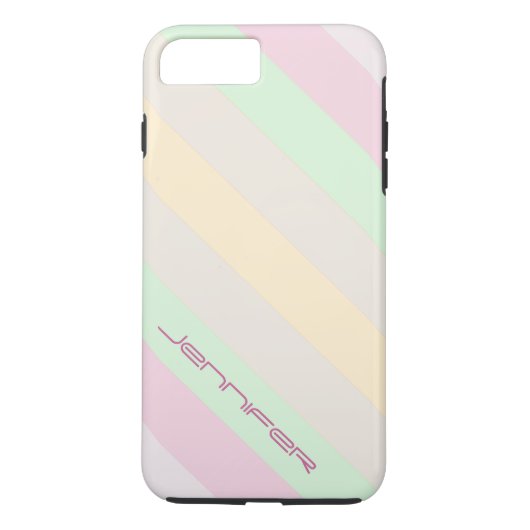 パステル斜ストライプ斜名前をカスタムする、タフ Case-Mate iPhoneケース (裏面)
