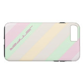 パステル斜ストライプ斜名前をカスタムする、タフ Case-Mate iPhoneケース (裏面(横))