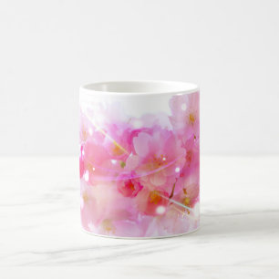 パステル日本のピンクの花が咲くさくらんぼツリー コーヒーマグカップ
