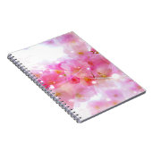 パステル日本のピンクの花が咲くさくらんぼツリー ノートブック (右側)