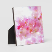 パステル日本のピンクの花が咲くさくらんぼツリー フォトプラーク (正面)