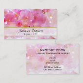 パステル日本のピンクの花が咲くさくらんぼツリー 名刺 (正面/裏面)