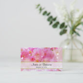 パステル日本のピンクの花が咲くさくらんぼツリー 名刺 (スタンド正面)