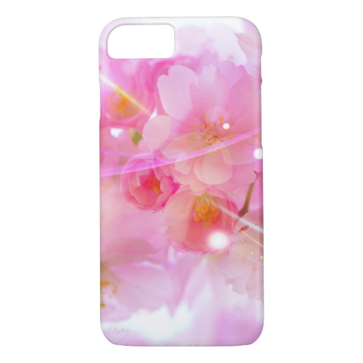 パステル日本のピンクの花が咲くさくらんぼツリー Case-Mate iPhoneケース (裏面)