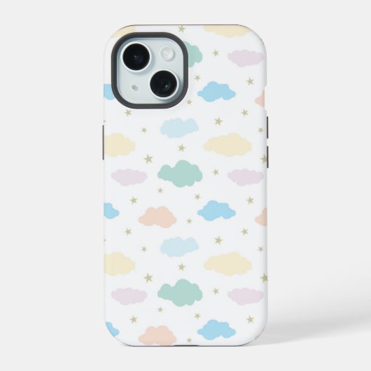 パステル星と雲 iPhone 15ケース (裏面)