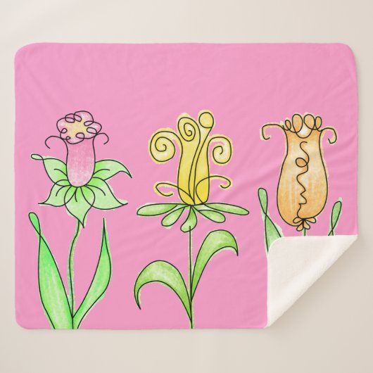 パステル春の花 シェルパブランケット (正面(横))
