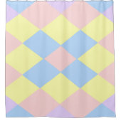 パステル春カラーアーガイル シャワーカーテン (正面)
