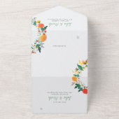 パステル春ダリアワイルドフラワーズリース結婚ズ オールインワン招待状 (外側)