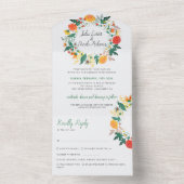パステル春ダリアワイルドフラワーズリース結婚ズ オールインワン招待状 (内側)