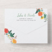 パステル春ダリアワイルドフラワーズリース結婚ズ オールインワン招待状 (裏面)