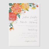 パステル春ダリアワイルドフラワーズリース結婚ズ ベラム紙招待状 (正面)