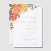 パステル春ダリアワイルドフラワーズリース結婚ズ ベラム紙招待状 (オフセット)